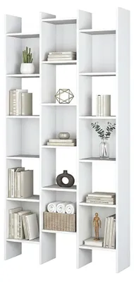 Produktbild von Rockford Bücherregal, Bücherregal mit 18 Regalen, Regal mit quadratischen Fächern, Modernes Büroregal, cm 96x29h192, weiß