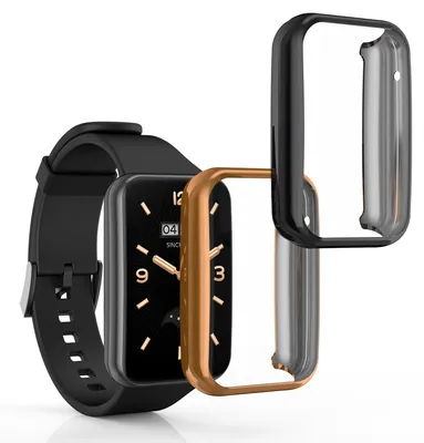Produktbild von kwmobile 2x Silikon Hülle für Xiaomi Mi Band 7 Pro Schutzhülle - Fullbody Display Cover Set aus Silikon - Schwarz Rosegold