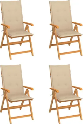Produktbild von Gartenstühle 4 Stk. mit Beigen Kissen Massivholz Teak