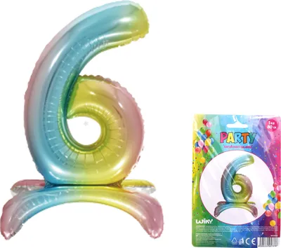 Obrázek produktu pro Balónek nafukovací - číslo 6 duha