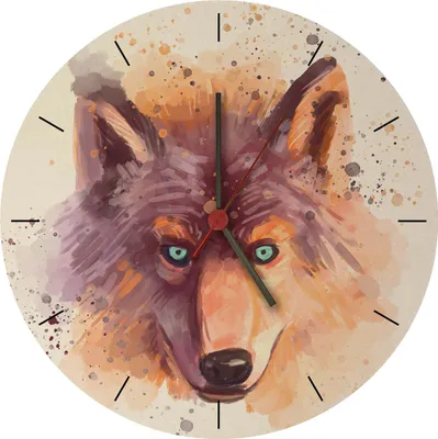 Produktbild von Wolf in Wasserfarbenoptik Wanduhr aus MDF