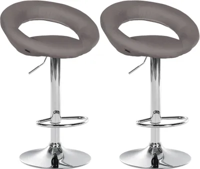 Produktbild von CLP 2er Set Barhocker Olinda Stoff drehbar und höhenverstellbar grau Gestell Farbe chrom