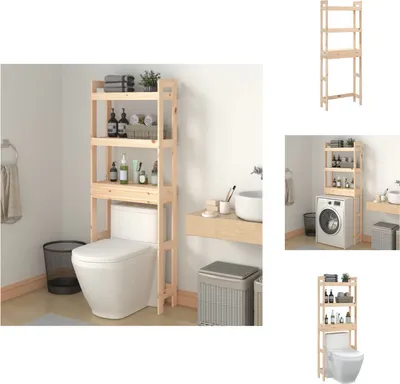 Produktbild von vidaXL Toilettenregal 63x26x171 cm Massivholz Kiefer -  Handtuchhalter