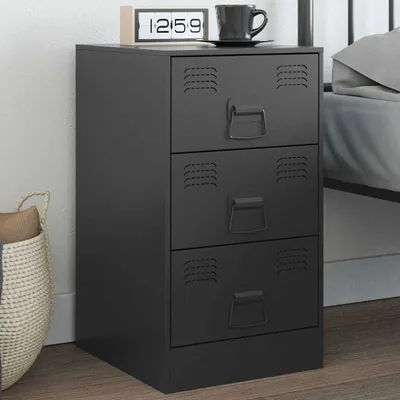 Produktbild von vidaXL Nachttisch Schwarz 34,5x39x62 cm Stahl