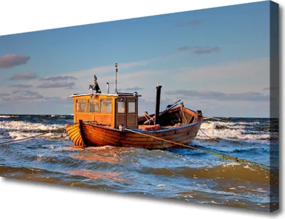 Produktbild von Tulup Leinwand-Bilder 100x50 Wandbild Canvas Kunstdruck Boot Meer Landschaft