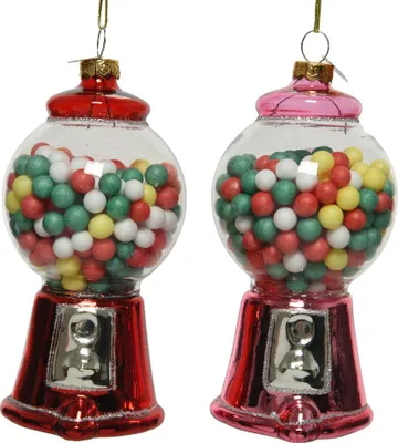 Produktbild von Christbaumschmuck Glas Kaugummiautomat 10,5cm rot oder rosa 1 Stück