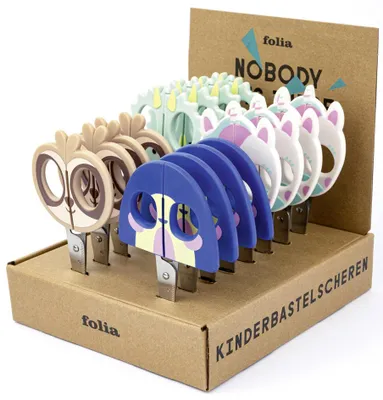Produktbild von folia Motiv-Bastelschere rund Länge: 160 mm Display 16 Kinder-Bastelscheren