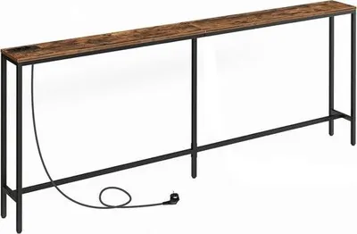 Obrázek produktu pro Konzolový stolek s nabíjecí stanicí - Průmyslový stolek - 200 cm - Vintage hnědá - Dřevo