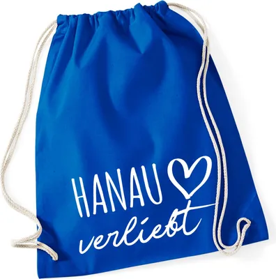 Produktbild von Huuraa Turnbeutel Hanau verliebt 12 Liter Bright Royal Baumwolle Rucksack Geschenkidee