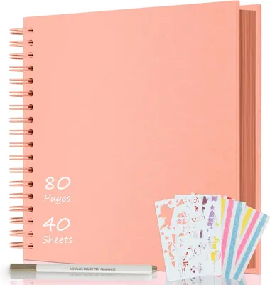 Obrázok produktu pre DIY Fotoalbum 24x24 cm, Scrapbook 80 strán, tvrdý obal, ružové, pre detskú knihu