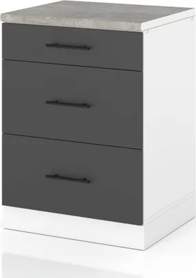 Zdjęcie produktu dla Szafka Kuchenna Stojąca Z Blatem 3 Szuflady 60Cm Spremium Szary Mat