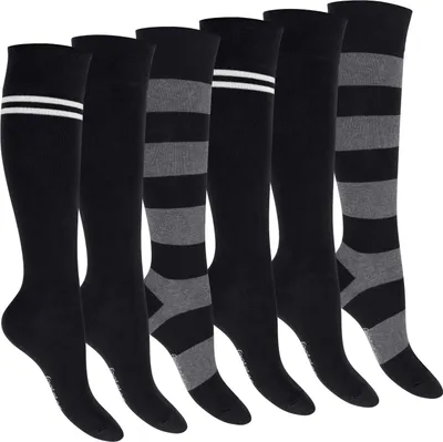 Produktbild von Footstar Damen Kniestrümpfe geringelt (6 Paar) - Schwarz 39-42