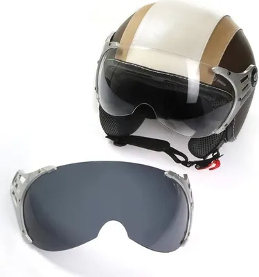 Casco Moto Jet Modulare 3/4 Retrò - Aperto Demi-Jet, ABS, Dotato Di Visiera, Rosso, Taglia L (56-57cm)