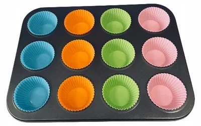 Produktbild von Brunbeste Muffinform für 12 Muffins mit Silikonförmchen