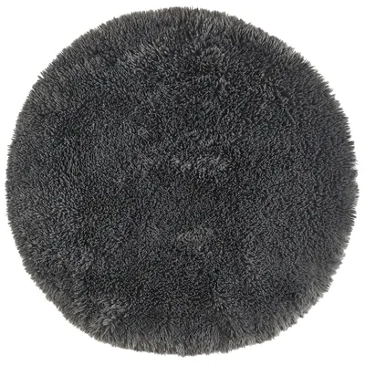 4er-Set runde Sitzkissen Kunstfell 34 cm anthrazit