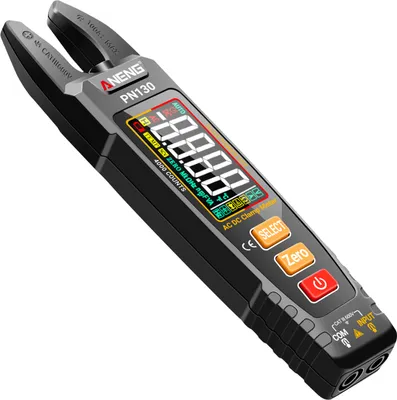 Obrázek produktu pro Klešťový ampérmetr ve tvaru U, multimetr, voltmetr AC/DC, frekvenční měřič Hz, bzučák diod, tester odporu kondenzátorů, detekce napětí NCV, indikátor slabé baterie s baterkou, barevný displej VA