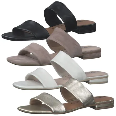 Produktbild von Tamaris Damen Pantolette Leder zwei Riemen Karree 1-27110-20, Größe:37 EU, Farbe:Schwarz