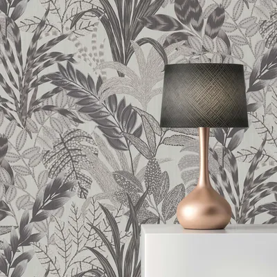 Produktbild von TADESSI Tapete Dschungel Aleix M1-No.610 Vliestapete Grau Weiß Blumentapete Natur Wohnzimmer Schlafzimmer Küche