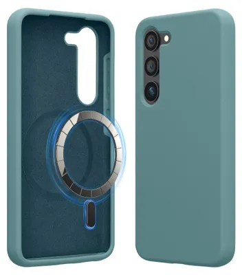 Produktbild von kwmobile Hülle kompatibel mit Samsung Galaxy S23 Hülle - magnetisches Silikon Case kompatibel mit MagSafe - Cover gummiert Arctic Night