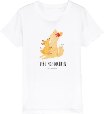 Produktbild von Mr. & Mrs. Panda Kleinkinder T-Shirt Fuchs Mama 5-6 Jahre (110/116) - Weiß - Geschenk, Muttertag, Umarmen, Shirts für Kinder, Mädchen, Tochter, Teenager, Schoß, Bio