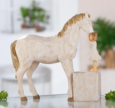 Imagen del producto de Figura decorativa, caballo, "amigo de los animales", motivo infantil, resina, color natural, paquete de 2 unidades, largo: 8 cm, ancho: 22 cm, alto: 21.5 cm. Código: 52614. EAN: 4063387526149