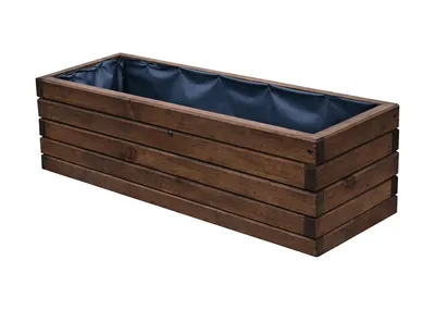 Obrázok produktu pre Drevený kvetináč 80 cm – kvetináč na balkón a terasu, odolný voči poveternostným vplyvom, záhradný kvetináč na bylinky a vyvýšený záhon (D3 palisander)