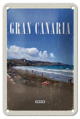 Produktbild von Blechschild Reise 12x18cm Gran Canaria Spain Meer Strand Retro Schild