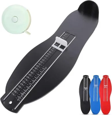 Produktbild von Fußmesser für Kinder und Erwachsene, schwarz, mit Maßband