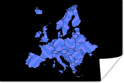 Produktbild von MuchoWow® Poster Karte Europa - Muster - Blau 90x60 cm - Schlafzimmer