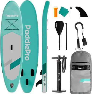 Imagen del producto de Tabla de paddle surf inflable – Juego completo que incluye accesorios y remo ajustable. Adecuada para principiantes y usuarios avanzados. Capacidad máxima: 100 kg. Dimensiones: 320 x 81 cm