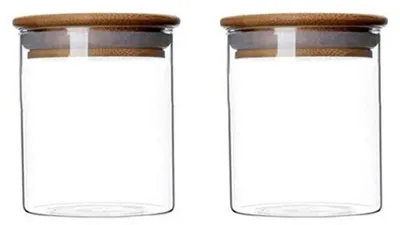 2er-Set Glasvorratsdosen 250 ml mit Holzdeckel, luftdicht