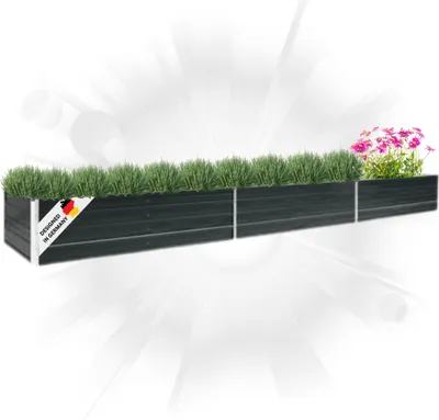 Produktbild von DELUKE® Hochbeet für Garten OSKAR Anthrazit | 480x80x45cm | Verzinkter Stahl | Wetterfest | Gartenbeet Kräuterbeet Blumenbeet Beet hoch Frühbeet für Garten Gemüsebeet