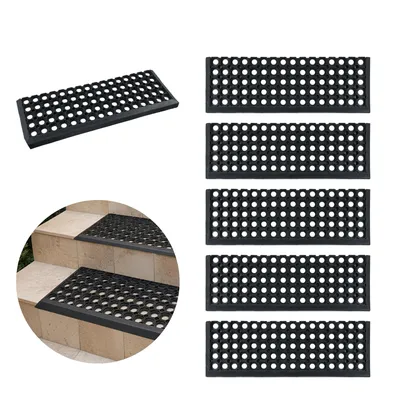 Produktbild von Stufenmatten - 5 Stück - 25x75 cm - Rutschfest - Gummi - Nach Außen - Hoher Rand - Sicherheit das ganze Jahr über - DOMINO