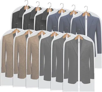 Immagine prodotto di Sacchetti trasparenti per indumenti, set da 12, 60 x 100 cm, con cerniera, trasparenti, per indumenti, abiti, sacchetti protettivi