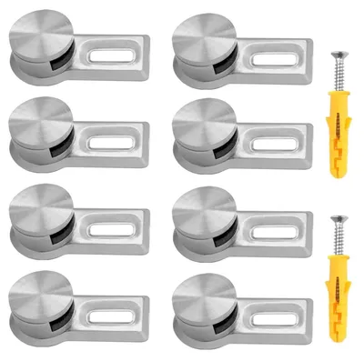 Image de Pinces à verre et supports pour verre épais - 4 pièces avec vis et chevilles