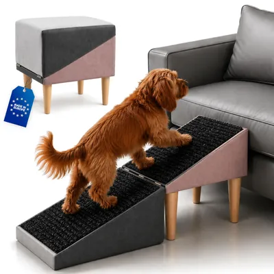 Produktbild von Outentin Klappbare Hundetreppe & Hunderampe für Sofa und Bett, rutschfest, stabil, 36 cm, Patchwork