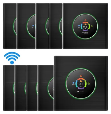 Produktbild von 10X WiFi Thermostat Digital LCD Raumthermostat Programmierbare Wandthermostat Unterputz Fussbodenheizung fuer 5A Kesselheizung ,Tastensteuerung/Mobile APP/Sprachsteuerung Innenthermometer,Schwarz