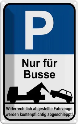 Produktbild von vianmo Blechschild 18x12 cm Parkplatz P nur für Busse Parkplatzschild