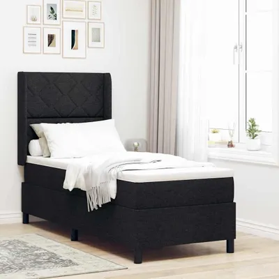 Obrázok produktu pre Maison Exclusive – LED boxspringová posteľ s čelom, čierna, 90 x 190 cm, látka