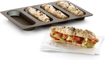 Produktbild von Famanu Mini Baguette Backform Set aus 4 Silikonformen - 29 x 20 x 8 cm - 4-teilig