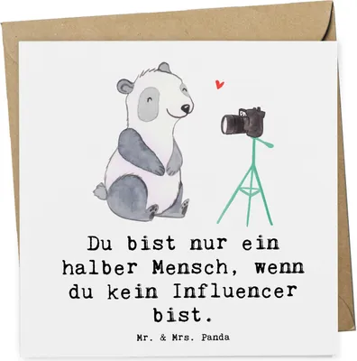 Produktbild von Mr. & Mrs. Panda Grußkarte Influencer Herz - Weiß - Geschenk, doppelkarte, Glückwunschkarte, Klappkarte, anlasskarte, faltkarte
