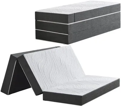 Obrázek produktu pro Skládací matrace Unyqoos® s odnímatelným a pratelovým potahem (100% polyester) – 75 x 195 x 15 cm, cestovní, hostinská a kempingová postel s madlem pro přenášení