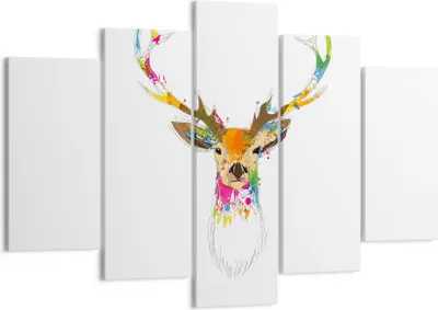 Produktbild von Bild auf Leinwand - Leinwandbild - Deer fantasie Graffiti Grafik - 150x100cm - Wand Bild - Wanddeko - Leinwanddruck - Bilder - Kunstdruck - Leinwand bilder - Wandkunst - EA150x100-3161