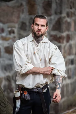 Produktbild von Piraten-Schnürhemd "Artur" mit Kragen Natur XXXL