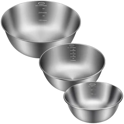 Produktbild von Rührschüssel Set Edelstahl 3-teilig 3L/1,2L/0,7L mit Messskala