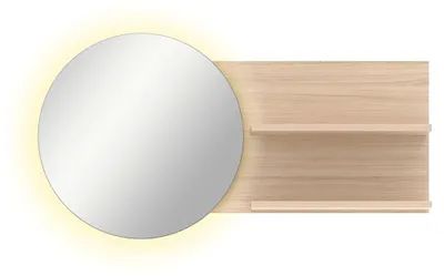 Produktbild von Flur Wandpaneel mit Spiegel 133 cm Breite mit LED-Beleuchtung, 2 Ablagen - PALADE-36