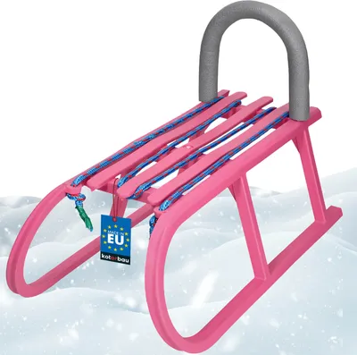 Produktbild von KOTARBAU® Kinderschlitten mit Rückenlehne und Zugseil 30 x 60 x 40 cm Rosa Schneerutscher Erwachsene Plastik Schlitten Kinder Schlittenlehne