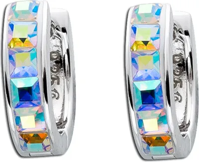 Produktbild von Creolen Silber 925 fluoreszierende Zirkonia Steine