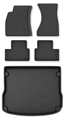 Image de Tapis en caoutchouc + bac de coffre pour Audi Q5 I 2008-2017 (coffre standard) – 5 pièces, noirs, semi-universel, adapté