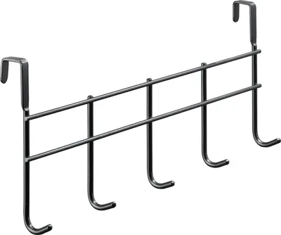 Produktbild von Hettich Türhängegarderobe Stahl 375 x 165 mm mit 5 Haken schwarz